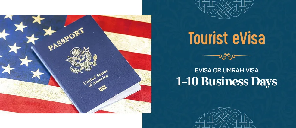 Tourist eVisa for Umrah showing processing time of 24â€“72 hours and how long Umrah takes including visa approval.